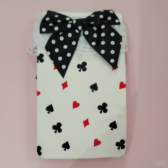 Accessories - Black/White Polka Dots Ribbon Cards Patterns Print Thigh High